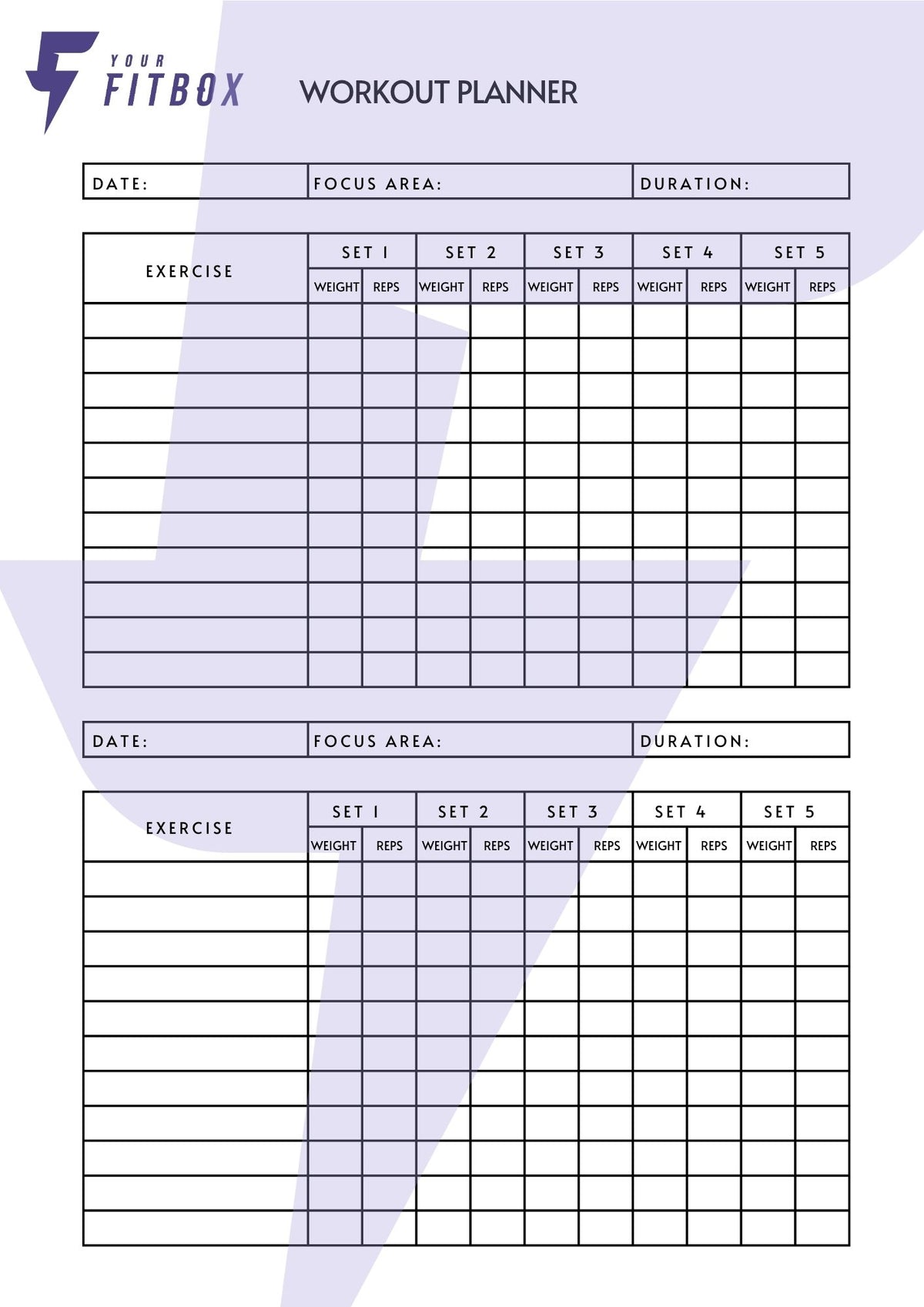 Your Fitbox Workout Planner